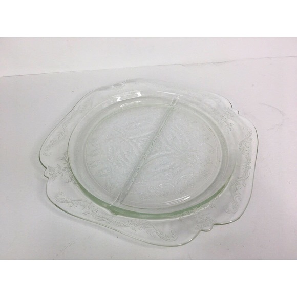 Indiana Dining Four Indiana Depression Glass Clear Divided Plate Poshmark